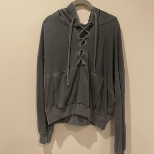 Free People Movement Hoodie with Tie-Up Neckline